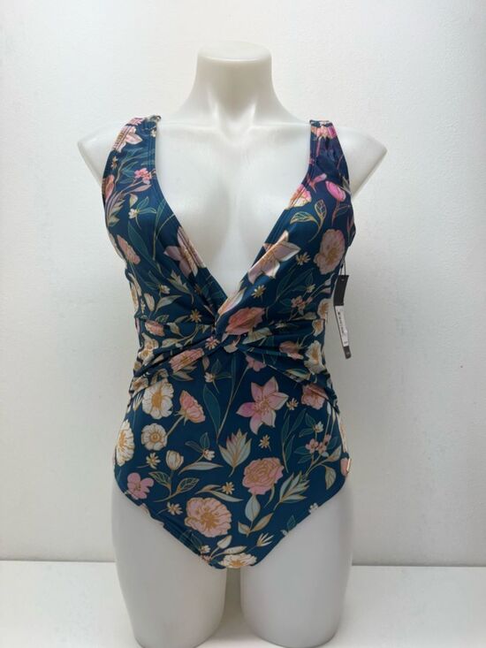 Nicole Miller Other - Nicole Miller Teal Floral Twist-Front One-Piece Swimsuit Sz M NWT